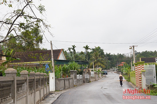 Đường làng trong thôn xóm ở xã Diễn Lâm (Diễn Châu) được bê tông hóa rộng, sạch. Ảnh: Thu Hương