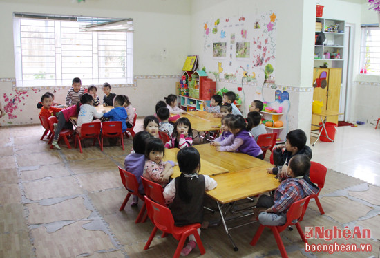 Một phòng học cho trẻ 4 tuổi tại Trường mầm non Hoa Thủy Tiên, thành phố Vinh. Ảnh Mai Hoa.