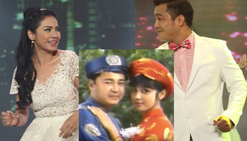 Hình ảnh diện đồ cưới trong chương trình Cặp đôi hài hước của Lý Hùng và Việt Trinh nhắc khán giả nhớ đến đám cưới trong phim của họ hồi những năm 90. 