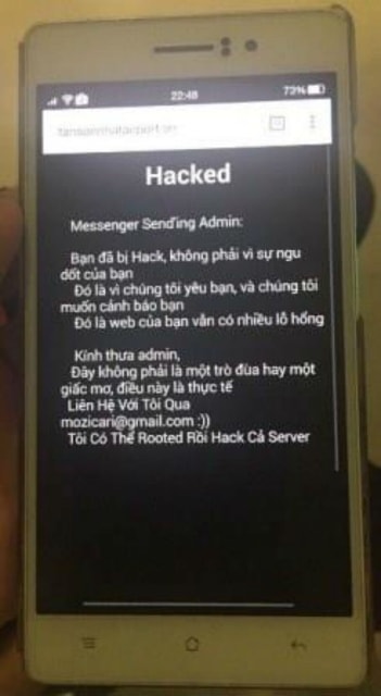 Dòng cảnh báo của tin tặc để lại trên các website.
