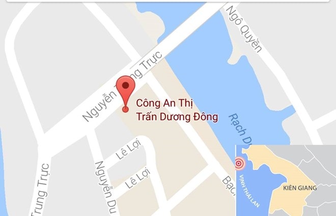 Cầu Nguyễn Trung Trực cạnh Công an thị trấn Dương Đông. Ảnh: Google Maps. 