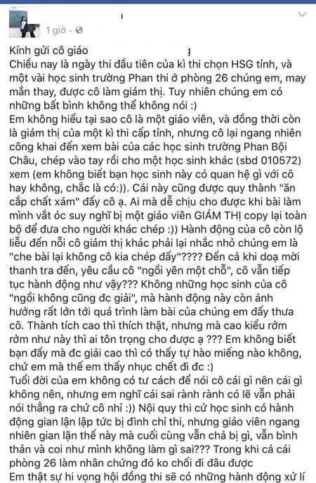 Ngôi trường nơi xảy ra vụ việc giám thị chép bài cho thí sinh học sinh giỏi 2