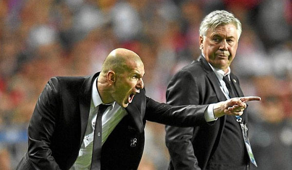 Ancelotti và Zidane từng cùng nhau đưa Real đến chức vô địch Champions League thứ 10.