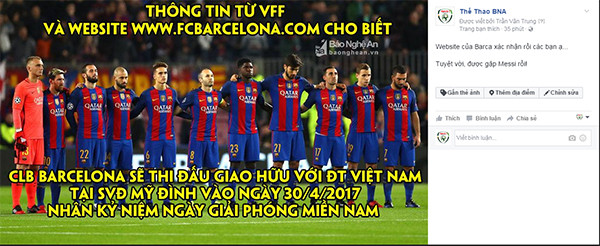 Chú thích: Messi đến Việt Nam thi đấu giao hữu là điều không tưởng... 