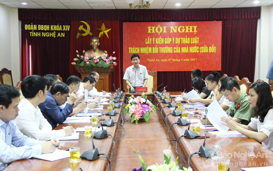 Đồng chí Trần Văn Mão - Phó trưởng đoàn ĐBQH tỉnh chủ trì hội nghị