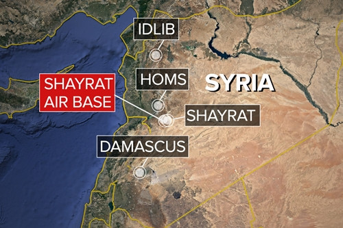 Vị trí căn cứ Shayrat. Đồ hoạ: ABCNews
