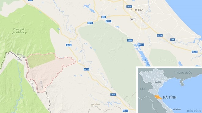 Xã Phú Gia ở huyện Hương Khê (Hà Tĩnh), nơi xảy ra vụ việc. Đồ họa: Thiên Sơn.
