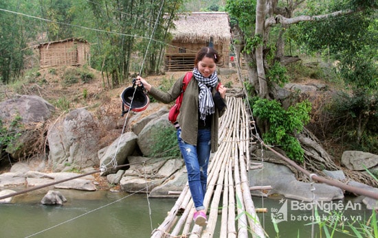 Hay những cầu treo bằng tre để qua sông, qua suối. Ảnh: Hồ Phương