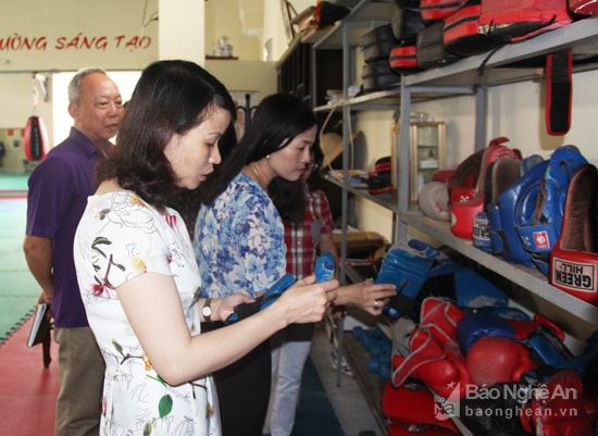 Trang thiết bị phục vụ tập luyện tại Trung tâm Đào tạo - Huấn luyện thể dục, thể thao tỉnh chỉ đáp ứng 1/2 dụng cụ. Ảnh: Mai Hoa