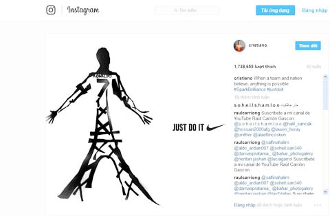 “Post” này của CR7 làm lợi cho Nike 5,8 triệu USD