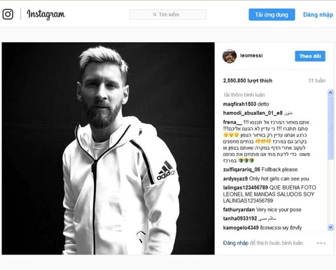 “Post” này của Messi làm lợi cho Adidas 3,6 triệu USD