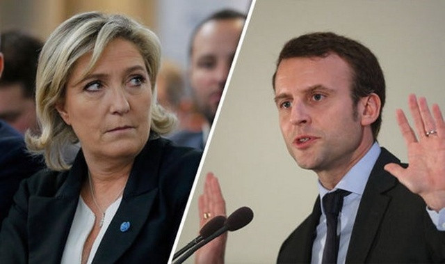 Hai ứng cử viên Le Pen và Macron. (Nguồn: Daily Express)