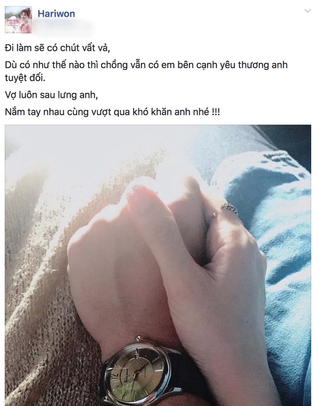 Hari Won nhanh chóng lên tiếng động viên Trấn Thành giữa tâm bão.