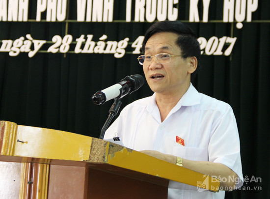 Phó trưởng đoàn đại biểu Quốc hội tỉnh - Trần Văn Mão đã trực tiếp giải trình một số vấn đề liên quan. Ảnh: Mai Hoa