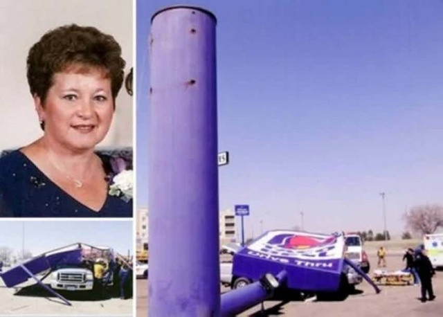 Diana Durr, đến từ Nebraska, đã tử vong khi bị tấm biển Taco Bell đổ xuống trúng chiếc xe ô tô mà cô ngồi bên trong. Ảnh: The Richest.