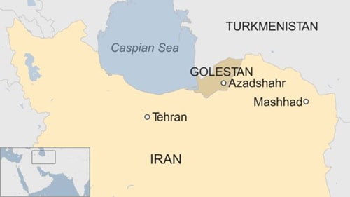Vị trí thành phố Azadshahr, Iran. Đồ họa: BBC.