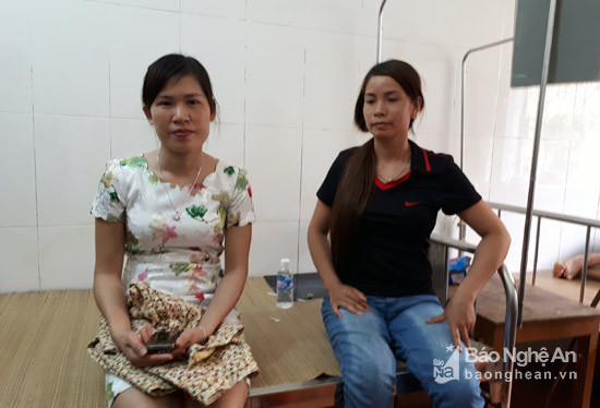 Chị Vi Thị Dung (trái) và chị Lô Thị Vân (phải) 2 trong 3 người bị bắn tại thị trấn Kim Sơn ngày 5/5.