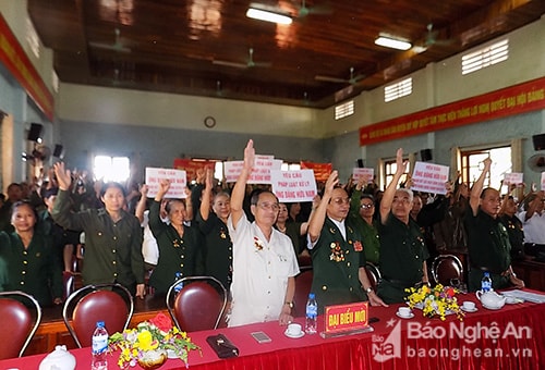  285 CCB Quỳ Hợp tham gia cuộc họp phản đối linh mục Đặng Hữu Nam. Ảnh: Thu Hường.