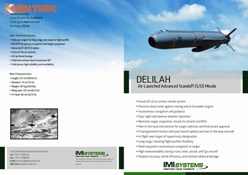 Thông số kỹ thuật của Delilah. Ảnh: Defense-studies.com