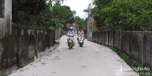 Đường bê tông nông thôn mới ở xã Xuân Lâm (Nam Đàn). Ảnh: Châu Lan