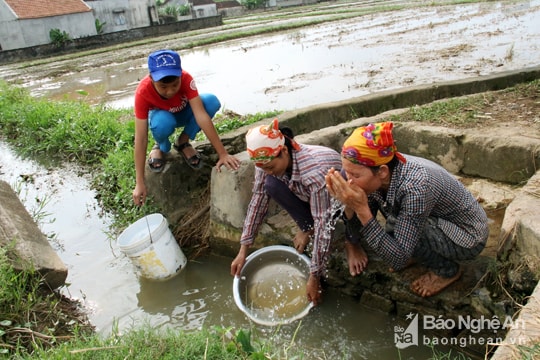 Một phần của hệ thống mương dẫn nước đi qua xóm Ngọc Hạ (Công Thành, Yên Thành). Ảnh: Thanh Quỳnh.