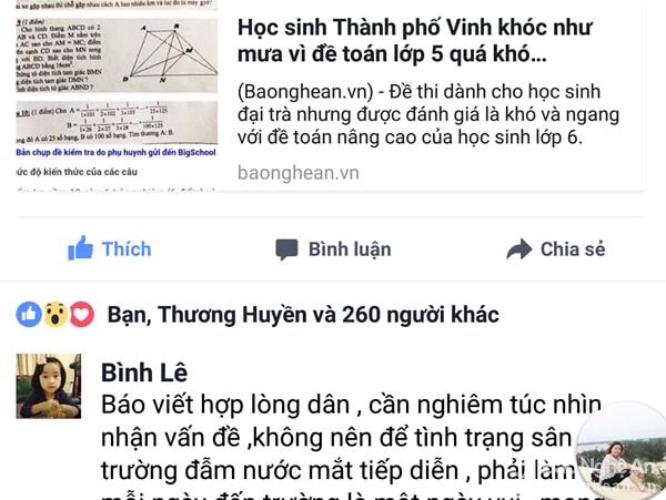 Ý kiến của phụ huynh xung quanh đề toàn lớp 5. Ảnh: MH