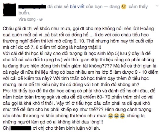 Tôi thì cho rằng, tâm lý đòi hỏi con lúc nào cũng phải được điểm 9, điểm 10 của các bố mẹ mới là điều bất thường. 