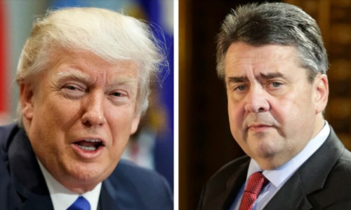 Tổng thống Mỹ Donald Trump (trái) và Ngoại trưởng Đức Sigmar Gabriel. Ảnh: Telegraph.