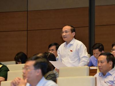 Đại biểu Nguyễn Thanh Hiền góp ý dự thảo Luật sử dụng tài sản nhà nước. Ảnh: Thanh Loan