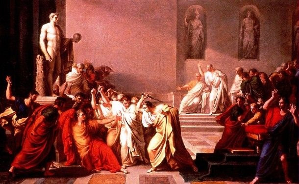 Julius Caesar bị khoảng 60 nguyên lão đâm chết tại một vị trí liền kề với Nhà hát Pompey vào ngày Ides tháng 3 năm 44 TCN. Sự kiện này đã có tác động lớn đến tiến trình lịch sử.