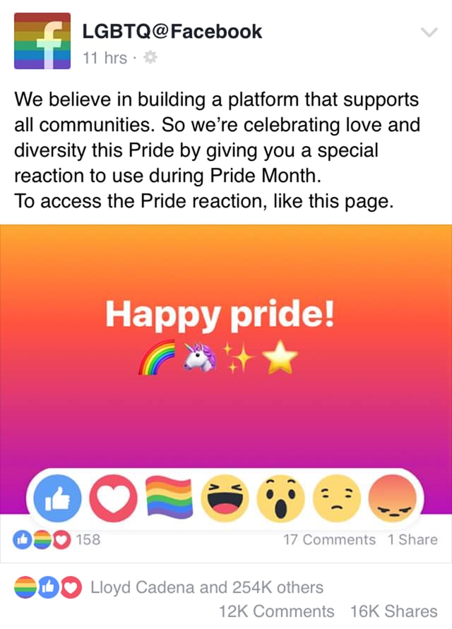 Người dùng phải Like fanpage này để có thể sử dụng biểu tượng cảm xúc lá cờ 6 màu.