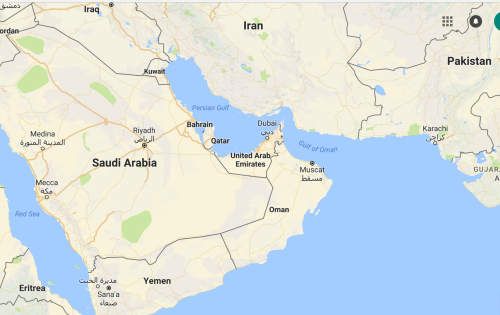 Bản đồ các nước tại Trung Đông. Đồ hoạ: Googlemaps