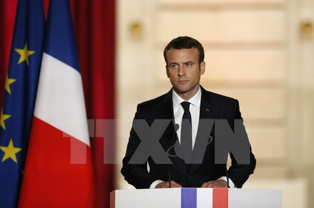 Tổng thống Pháp Emmanuel Macron tại một sự kiện ở Paris ngày 14/5. (Nguồn: EPA/TTXVN)