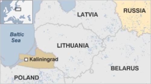 Vị trí biển Baltic và Kaliningrad. Đồ hoạ: BBC