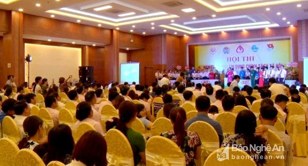 Hội thi thu hút đông đảo cán bộ Ngân hàng chính sách tỉnh Nghệ An và các tổ chức tín dụng ủy thác tham gia. Ảnh: Duy Quý