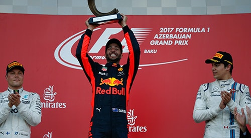 Ricciardo trở thành ngư ông đắc lợi, chiến thắng ở Baku. Ảnh: Reuters.