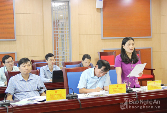 Phó Chủ tịch HĐND tỉnh - Cao Thị Hiền đề nghị UBND tỉnh đôn đốc việc kiểm tra và tăng cường công tác quản lý công tác xã hội hóa. Ảnh: Mai Hoa