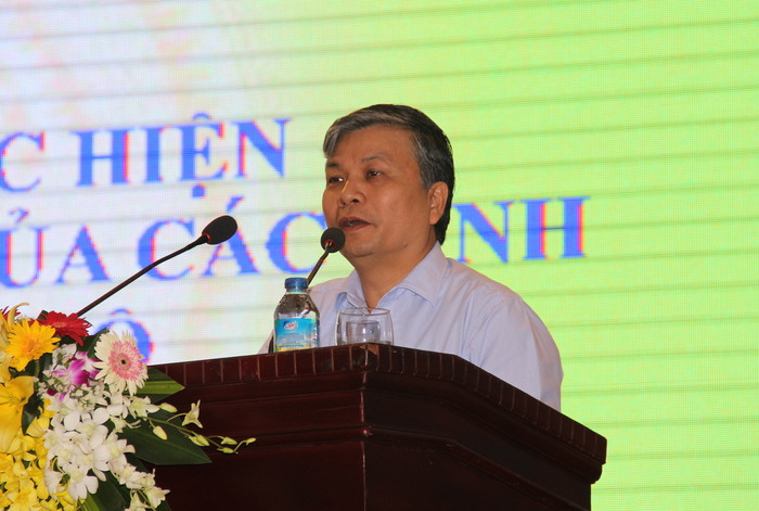 Đồng chí Nguyễn Trọng Thừa - Thứ trưởng Bộ Nội vụ, Trưởng Ban chỉ đạo Dự án 600 PCT xã phát biểu khai mạc Hội nghị. Ảnh: Hoài Thu