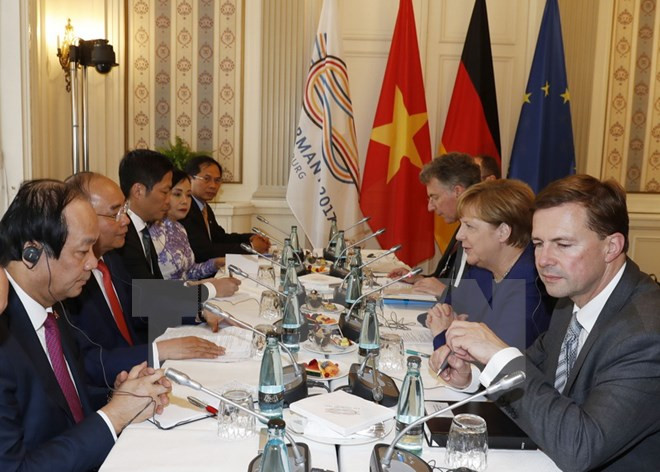 Thủ tướng Nguyễn Xuân Phúc hội đàm với Thủ tướng Đức Angela Merkel.