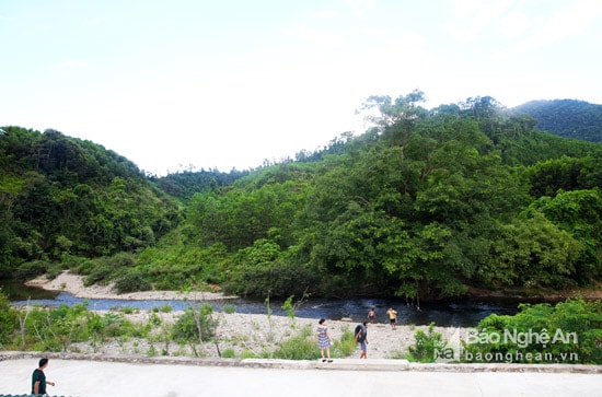 Bãi tắm Cây Sung thuộc bản Vều 1, xã Phúc Sơn, huyện Anh Sơn. Trong năm 2017, lượng du khách đến với bãi tắm này tăng lên đột biến nhờ nhiều lợi thế.