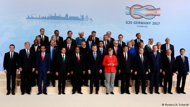 Các nhà lãnh đạo 20 nền kinh tế phát triển nhất thế giới tại Hội nghị của nhóm ở Đức ngày 7/7. Ảnh Reuters.