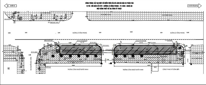 Thiết kế kỹ thuật cải tạo vỉa hè đường Lê Hồng Phong đoạn qua Sở GT&VT. Ảnh: Nhật Lân
