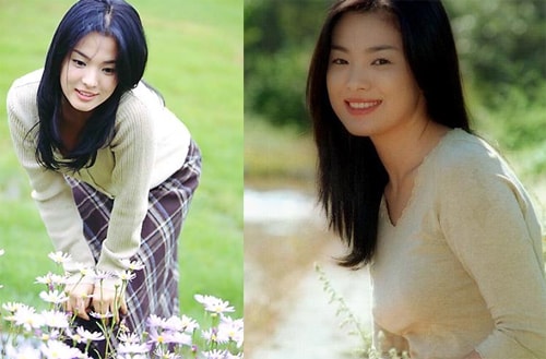 Năm 2000, Song Hye Kyo vụt sáng với vai Eun So lương thiện, yếu đuối trong Trái tim mùa thu. Hình ảnh dịu dàng của Hye Kyo trong váy caro dài quá đầu gối, áo len giản dị lưu dấu ấn với người hâm mộ.