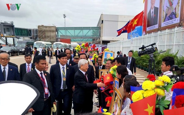 Đây là chuyến thăm Campuchia đầu tiên của Tổng Bí thư Nguyễn Phú Trọng sau Đại hội lần thứ XII của Đảng.