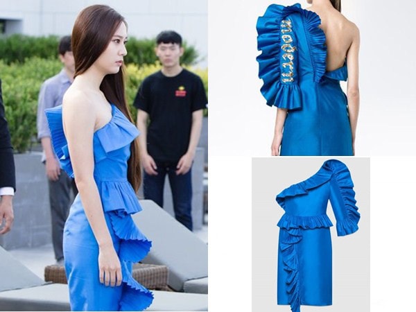 Xuất hiện từ tập 2, cảnh đầu tiên của Krystal là khi cô sắp có buổi chụp hình. Người đẹp diện bộ váy xanh cô ban, lệch vai đình đám của nhà mốt Gucci được nhiều sao nữ ưa chuộng như Hồ Ngọc Hà, Dương Mịch, siêu mẫu Liu Wen. Thiết kế đắt đỏ này có giá 5.890 USD (133,8 triệu đồng). 