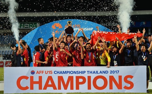 ĐT U15 Việt Nam đăng quang một cách thuyết phục ngay trên đất Thái Lan - Ảnh: VFF