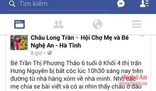 Thông tin bắt cóc trẻ em nhan nhản trên mạng xã hội Facebook.