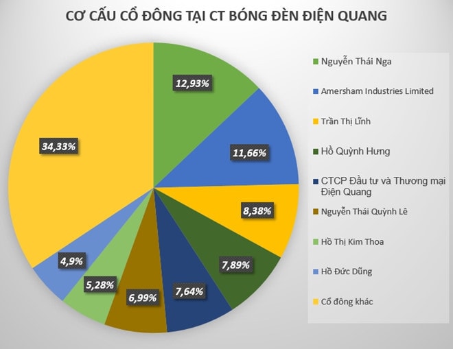 Những người thân trong gia đình Thứ trưởng Bộ Công Thương sở hữu tới gần 35% vốn điều lệ tại Công ty bóng đèn Điện Quang.