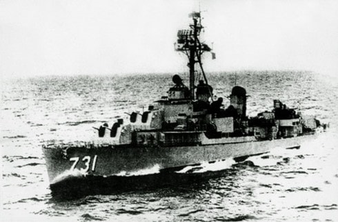 Tàu khu trục Maddox bị tàu phóng lôi của Hải quân Việt Nam đánh đuổi ngày 2-8-1964 (Ảnh tư liệu theo VOV)