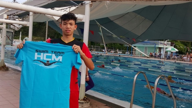 Huy Hoàng đang là người giữ kỷ lục quốc gia nội dung 1.500 m tự do. Ảnh NVCC.